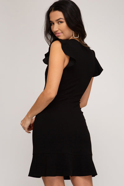 Blushing Beauty Ruffled Cap Sleeve Dress