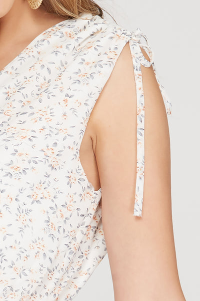STILL THE ONE SLEEVELESS DRAWSTRING SHOULDER PRINTED DRESS