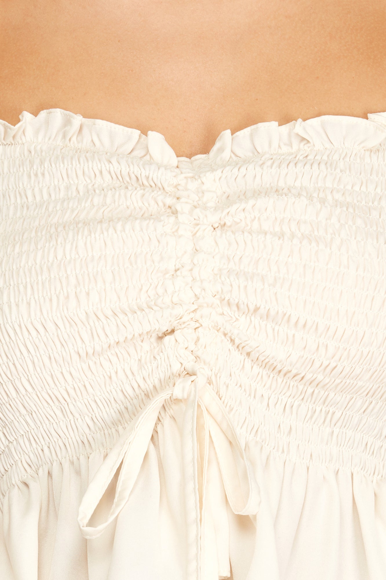 Ava Ruched Front Smoked Satin Tube Top