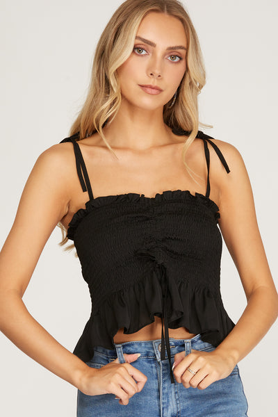 Ava Ruched Front Smoked Satin Tube Top