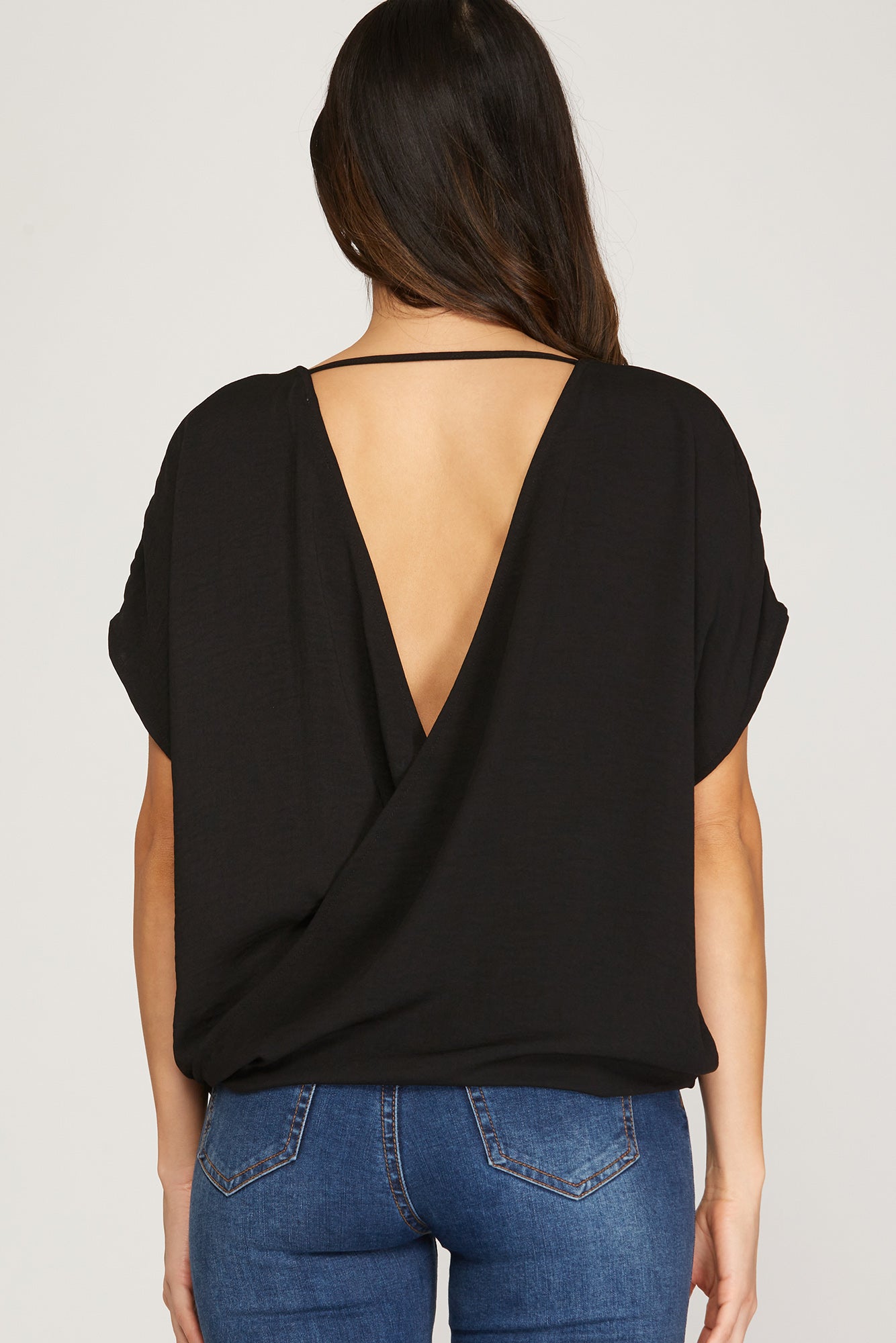 Bianca Girl Black Surplice Top