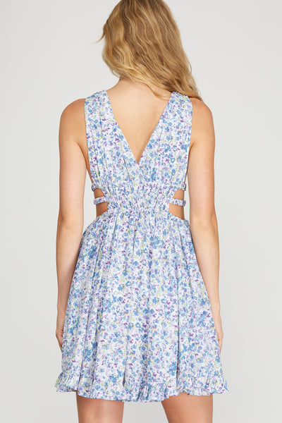 HOT GIRL SUMMER SLEEVELESS SIDE CUTOUT ELASTIC WAISTED DRESS