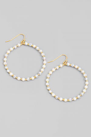 Round Semi Precious Stone Bead Earrings