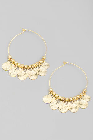 Thin Multi Coin Hoop Earrings