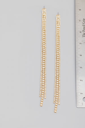 Long Studded Chain Dangle Earrings