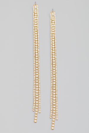 Long Studded Chain Dangle Earrings