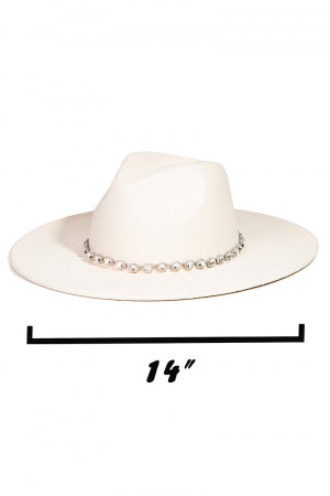 Crystal Rhinestone Strap Fedora Hat