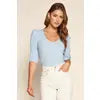 Cassie Ribbed Knit Puff Sleeve Top